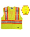 High-visibility yellow safety vest, 4 sizes, CSA Z96-15 class 2 level 2, 4 pockets.