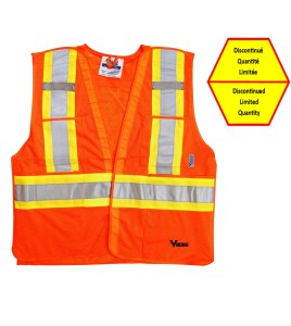 High-visibility orange safety vest, 4 sizes, CSA Z96-15 class 2 level 2, 4 pockets.