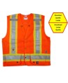 Veste d’arpenteur en polyester orange fluo avec 14 poches, CSA Z96-15 classe 2 niveau 2.