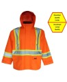 Hi-Viz orange Handyman® 300D raincoat for extreme conditions with silver & yellow stripes,Class 2, Level 2 (S-3XL)