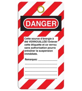 French DANGER NE PAS DÉMARRER label, 3-3/8 X 5-3/4 in, sold in packs of 25