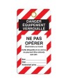 French DANGER ÉQUIPEMENT VERROUILLÉ NE PAS OPÉRER label, 3-3/8 X 5-3/4 in, sold in packs of 25