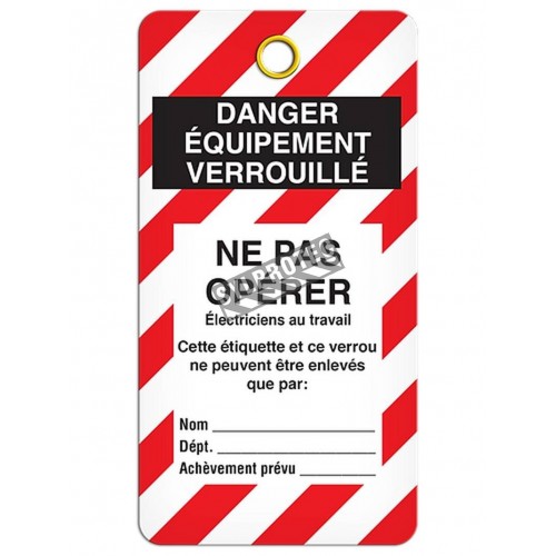 French DANGER NE PAS OPÉRER label, 3-3/8 X 5-3/4 in, sold in packs of 25