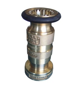 Brass NPSH female threaded nozzle with adjustable stream for 1.5" diameter fire hose