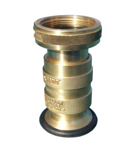 Brass NPSH female threaded nozzle with adjustable stream for 1.5" diameter fire hose