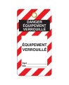 Étiquette pour cadenassage en français DANGER ÉQUIPEMENT VERROUILLÉ, 3-3/8 X 5-3/4 po, vendue par paquet de 25