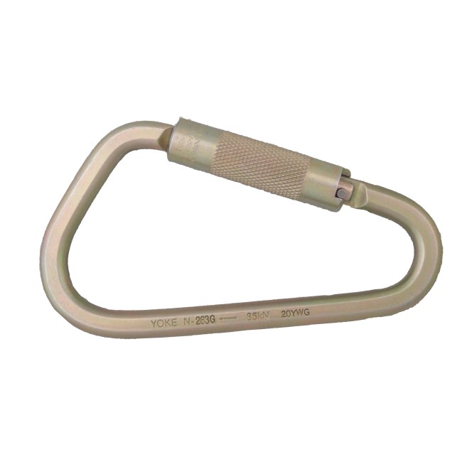 Semi-automatic self-locking D-lock carabiner, 1-3/4 opening, withstands a force of 7868 lb (35 kN)