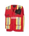 Veste de sécurité d’arpenteur haute visibilité rouge en polyester oxford de 600D enduit de polyuréthane, modèle 695