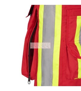 High-visibility red surveyor's safety jacket in 600D polyurethane-coated polyester oxford, 695 model