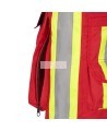 Veste de sécurité d’arpenteur haute visibilité rouge en polyester oxford de 600D enduit de polyuréthane, modèle 695