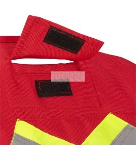 High-visibility red surveyor's safety jacket in 600D polyurethane-coated polyester oxford, 695 model