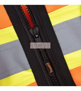 High-visibility surveyor's jacket in 1200 denier orange polyester with polyurethane coating, 13 pockets, Pioneer model 6676