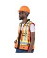 Veste d'arpenteur haute visibilité en polyester orange de 1200 deniers enduits de polyuréthane, 13 poches, Pioneer modèle 6676