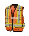 High-visibility surveyor's jacket in 1200 denier orange polyester with polyurethane coating, 13 pockets, Pioneer model 6676 [pro