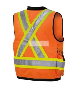 High-visibility surveyor's jacket in 1200 denier orange polyester with polyurethane coating, 13 pockets, Pioneer model 6676