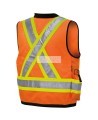 High-visibility surveyor's jacket in 1200 denier orange polyester with polyurethane coating, 13 pockets, Pioneer model 6676