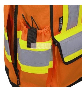 High-visibility surveyor's jacket in 1200 denier orange polyester with polyurethane coating, 13 pockets, Pioneer model 6676