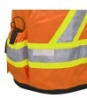 Veste d'arpenteur haute visibilité en polyester orange de 1200 deniers enduits de polyuréthane, 13 poches, Pioneer modèle 6676