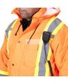 Winter men's orange-black 100% waterproof polyester-polyurethane winter jacket 7 in 1 with reflective stripes