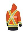 Winter men's orange-black 100% waterproof polyester-polyurethane winter jacket 7 in 1 with reflective stripes