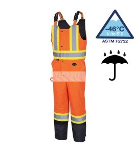 Pioneer men's winter 100% waterproof orange-black polyester polyurethanes overall with reflective stripes