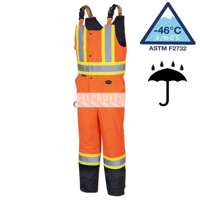 Pioneer men's winter 100% waterproof orange-black polyester polyurethanes overall with reflective stripes