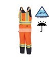 Salopette d'hiver Pioneer 100% imperméable orange-noir pour homme en polyester-polyuréthane avec bandes réfléchissantes