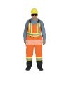 Pioneer men's winter 100% waterproof orange-black polyester polyurethanes overall with reflective stripes