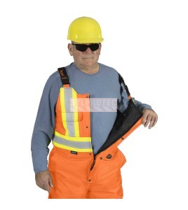 Pioneer men's winter 100% waterproof orange-black polyester polyurethanes overall with reflective stripes