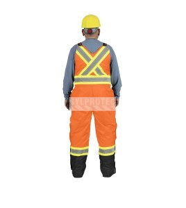 Pioneer men's winter 100% waterproof orange-black polyester polyurethanes overall with reflective stripes