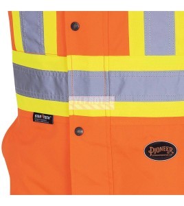 Salopette d'hiver Pioneer 100% imperméable orange-noir pour homme en polyester-polyuréthane avec bandes réfléchissantes