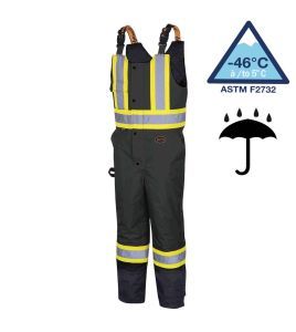 Pioneer men's winter 100% waterproof black polyester polyurethanes overall with reflective stripes