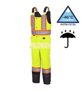 Salopette d'hiver Pioneer 100% imperméable jaune-noir pour homme en polyester-polyuréthane avec bandes réfléchissantes